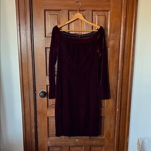 Elegant Velvet Burgundy Dress